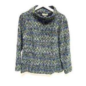 Vtg Y2K Finity Naturals Chevron Boucle Funnel Neck Sweater Top Multicolor M Retr